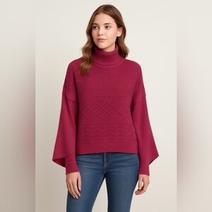 Andrew Marc Pink Plum Cozy Bat Wing Sweater